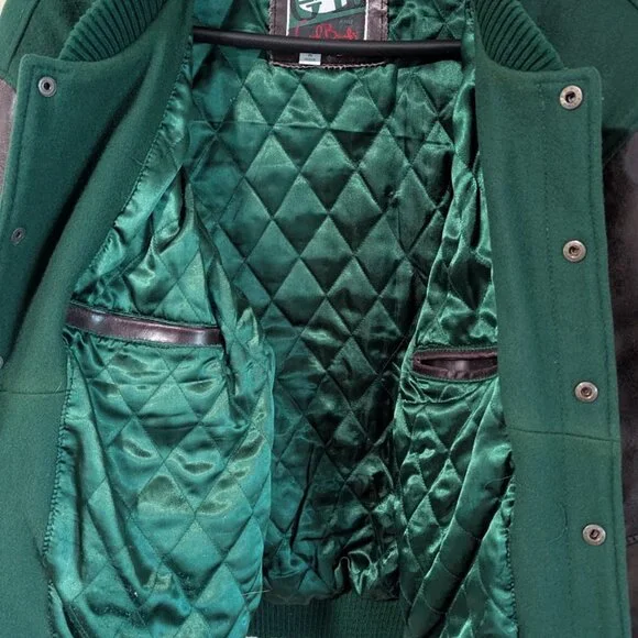 New York Jets Vintage Wool Blend Jacket with Real Leather Sleeves - Picture 6 of 9